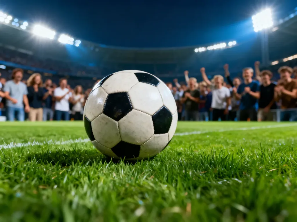Piłka do gry w piłkę nożną na murawie stadionu w oczekiwaniu na mecz eliminacyjny do mistrzostw świata.